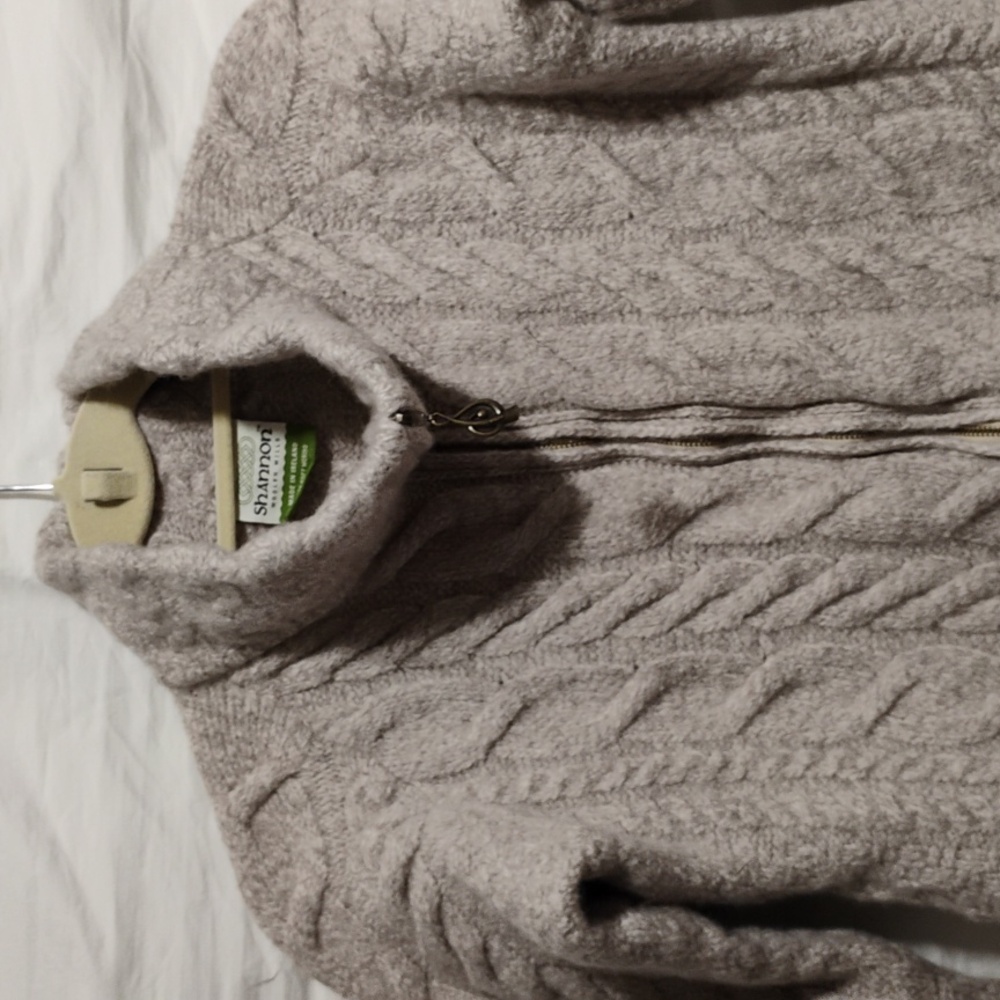 (D-4) Shannon Woolen Mills Super Soft Merino Ireland Full Zip Up Sweater Jacket - Picture 2 of 9